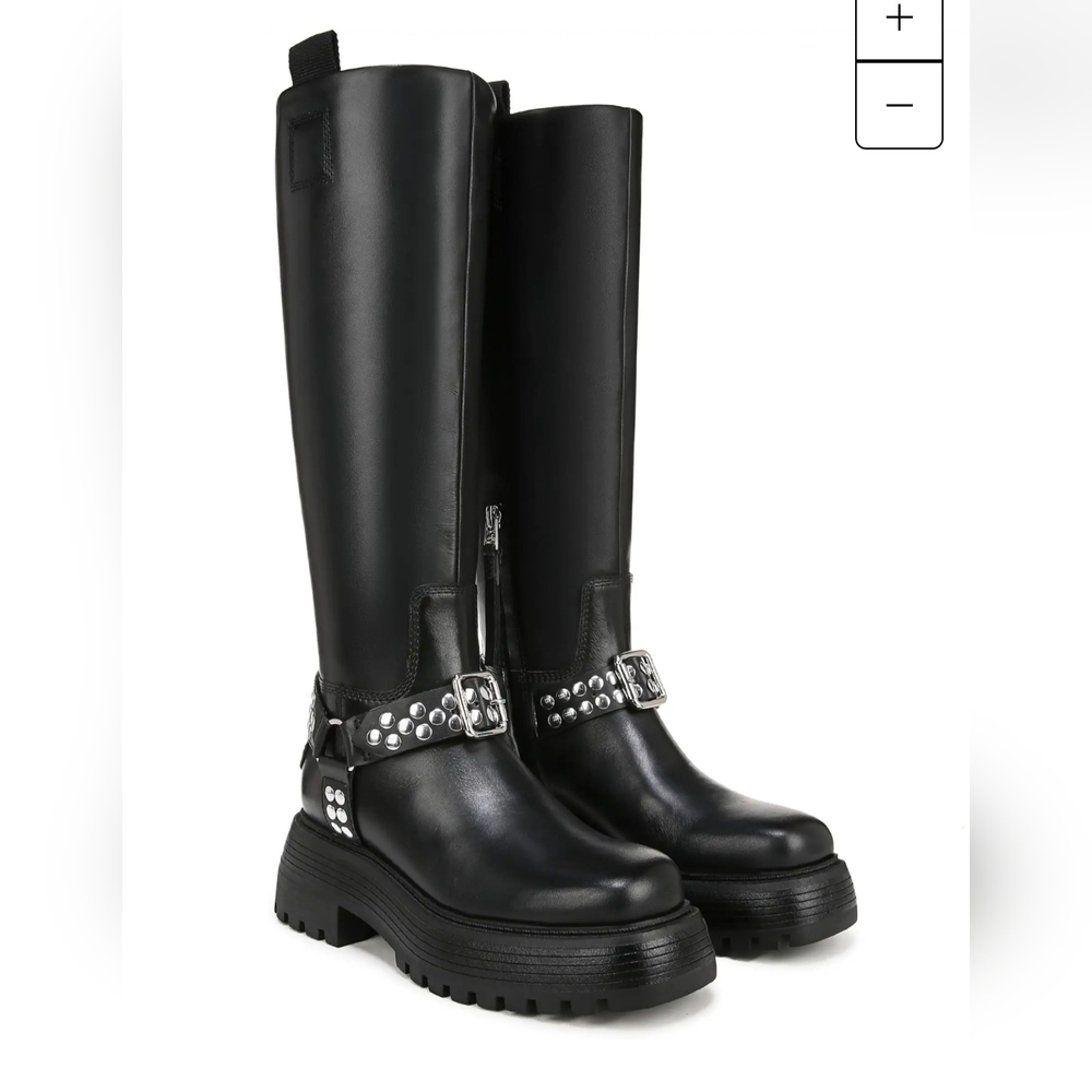 Sam Edelman Hayes Black Studded Knee-High Boots